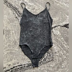 American Eagle Outfitters Black Washed V-Neck Bodysuit
